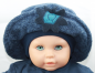 Preview: Sterntaler  Mädchenhut Fb. blau-meliert mit Herz/Blumenapplikation